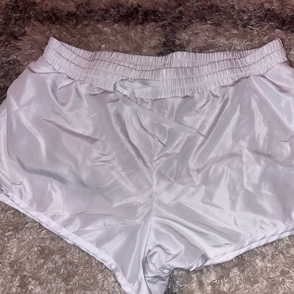 plain white athletic shorts. love the length, just too big!